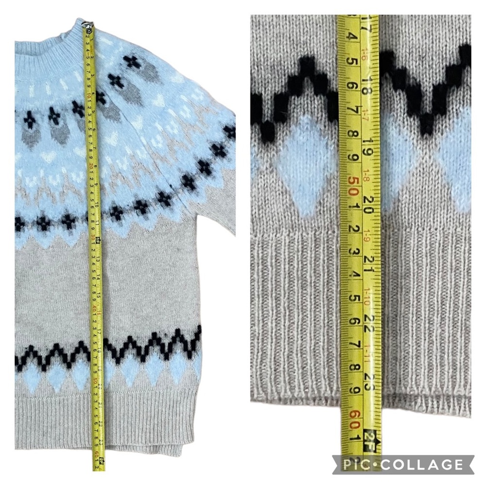 27 Miles Malibu Farida Sweater Fair Isle Cashmere Wool Oatmeal Neutral Crew Neck - Picture 10 of 11